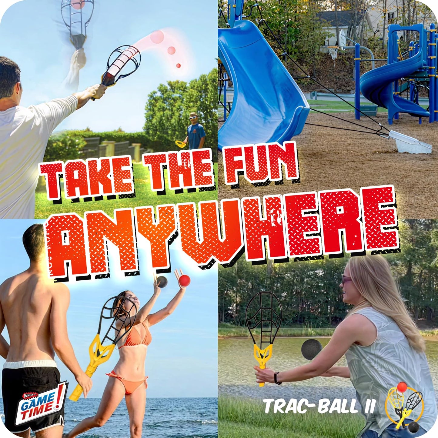 Wham-O Game Time Trac-Ball II | 2 Rackets & 2 Air Action Balls | Outdoor Play for Kids & Adults of All Ages | Original Tracball & Other Outdoor Games