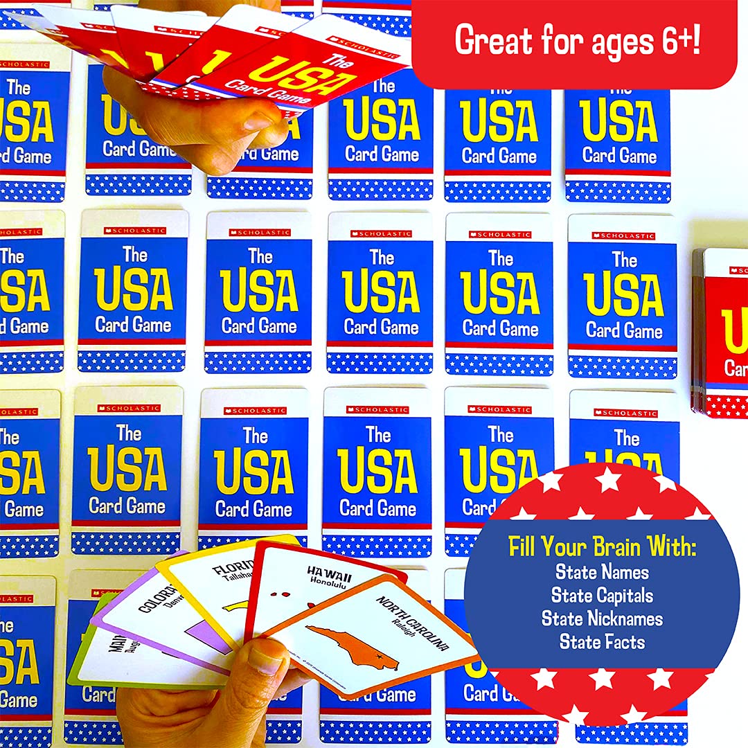 University Games, Scholastic USA Travel Card Game, Learn State Capitals and Historic Facts, Great Geography Challenge Card Game for Kids Ages 6 and Up