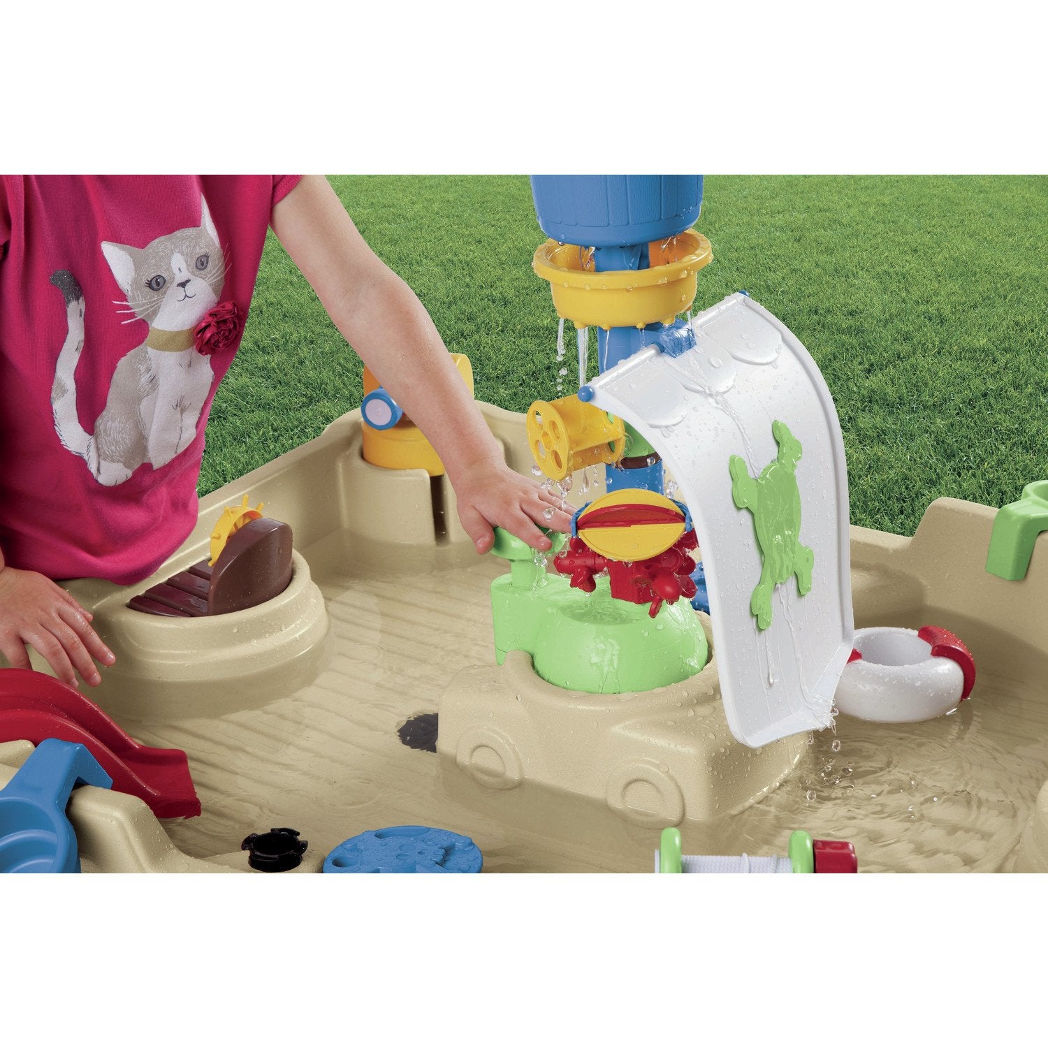 Little Tikes Anchors Away Pirate Ship Water Table - Water Play Table Loaded with Spinning Features - Steering Wheel Spins and Squirt Water from Water