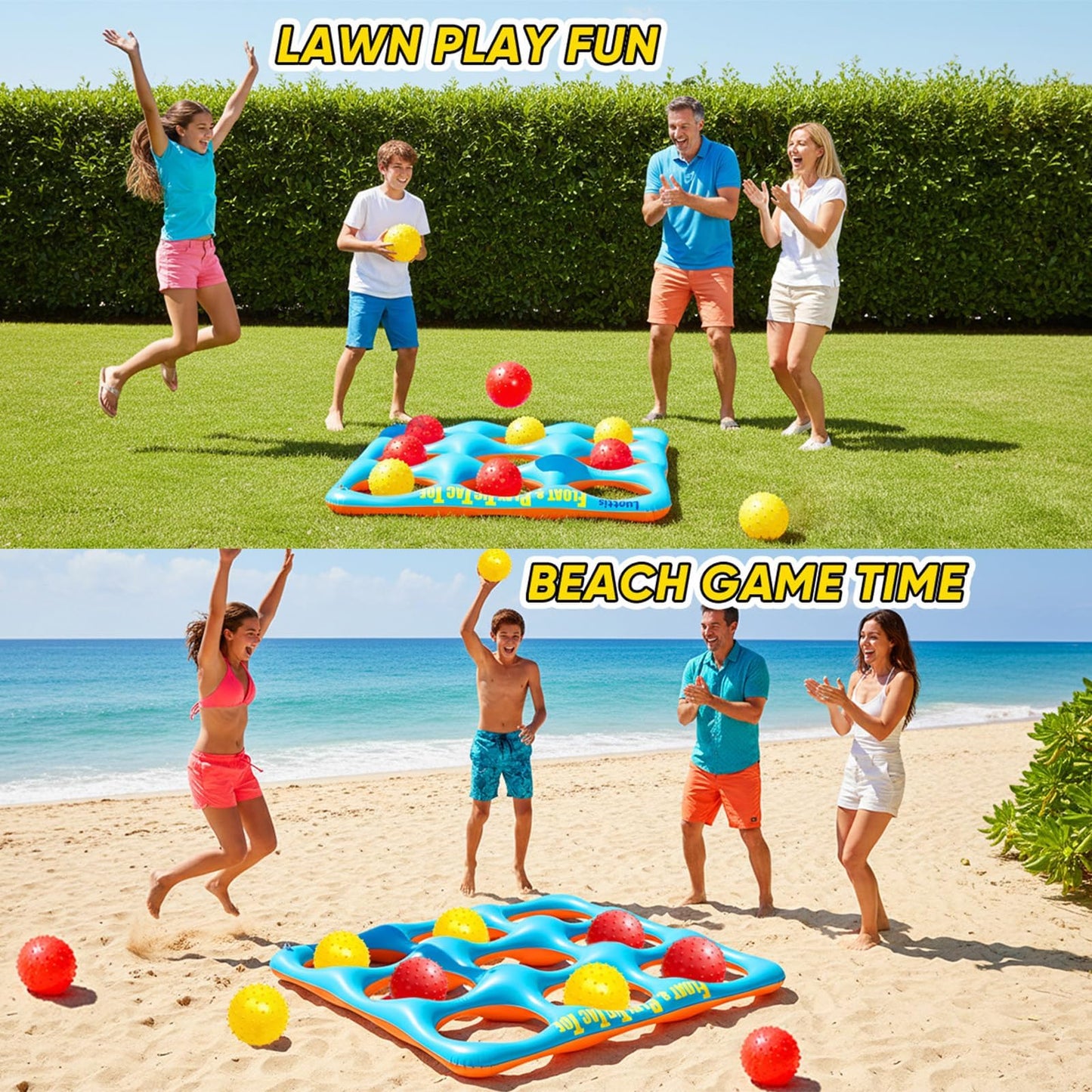 Inflatable Tic Tac Toe Pool Game Set - Fun Pool Toys for Kids Teens Adults