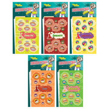 Just For Laughs Dr. Stinky's Scratch N Sniff Stickers 5-Pack, Chili, Apple Pie, Bologna, Spaghetti, Jelly Beans, 135 Total (Series 4)