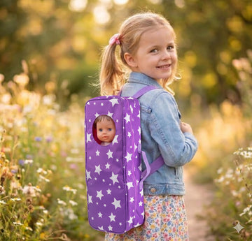 Dress Along Dolly 18" Doll Storage Carrying Case - (Purple Star) Compatible with American Girl- Durable Organizer Storage Traveling Accessories Case w