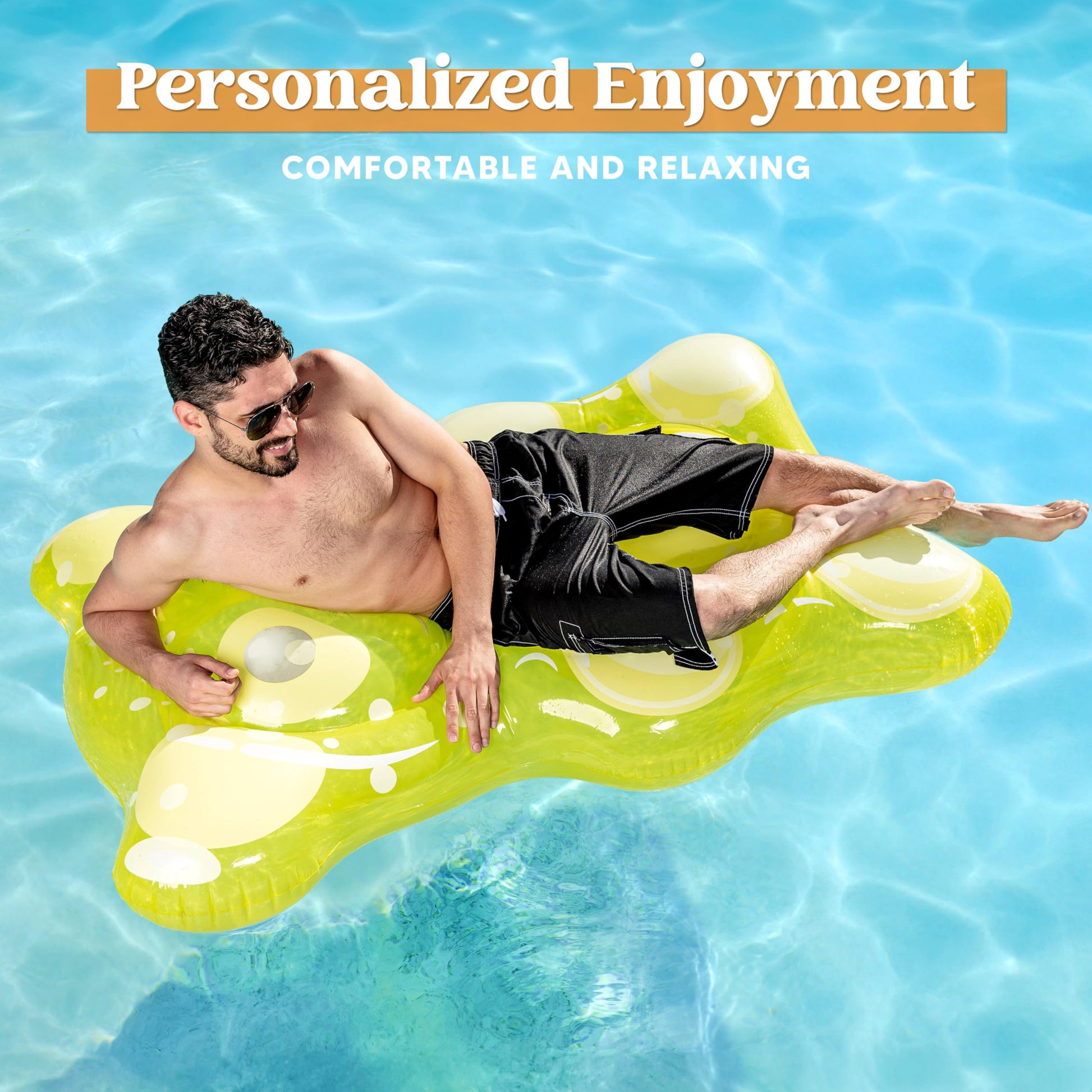 SLOOSH 60" Inflatable Gummy Bear Pool Floats - Fun Floaties Swimming Pool Float Toys Party Decorations, Beach Vacation Essentials Lounge Water Raft