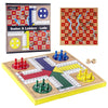 AMEROUS 12 inches Wooden Ludo Board Game - Snakes and Ladders, 2 in 1 Reversible, 1-4 Players Family Dice Games Set for Kids, Adults, Classics
