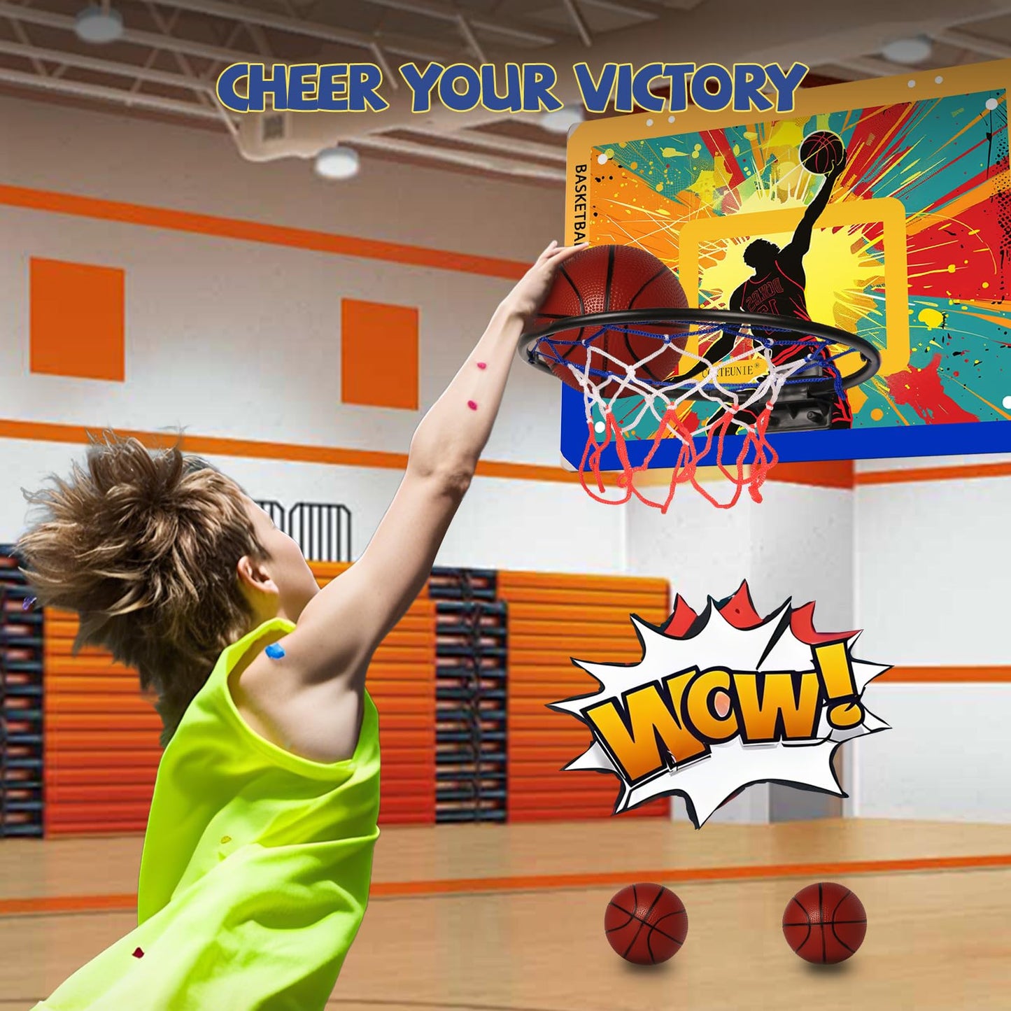 CGRTEUNIE Indoor Basketball Hoop for Kids, 40x30cm Backboard