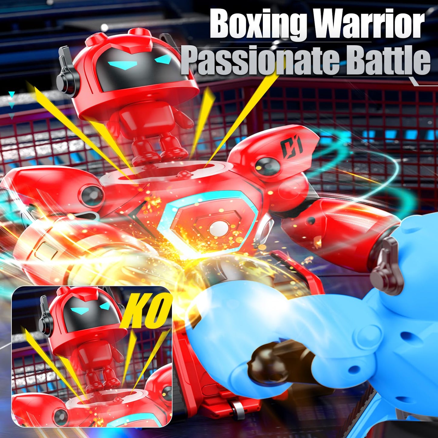 OBEST Remote Control Fighting Robots Set of 2, RC Ejecting Battle Robot with Sound & Light, Fun Electronic Battle Bots Soccer Games Toys, Christmas