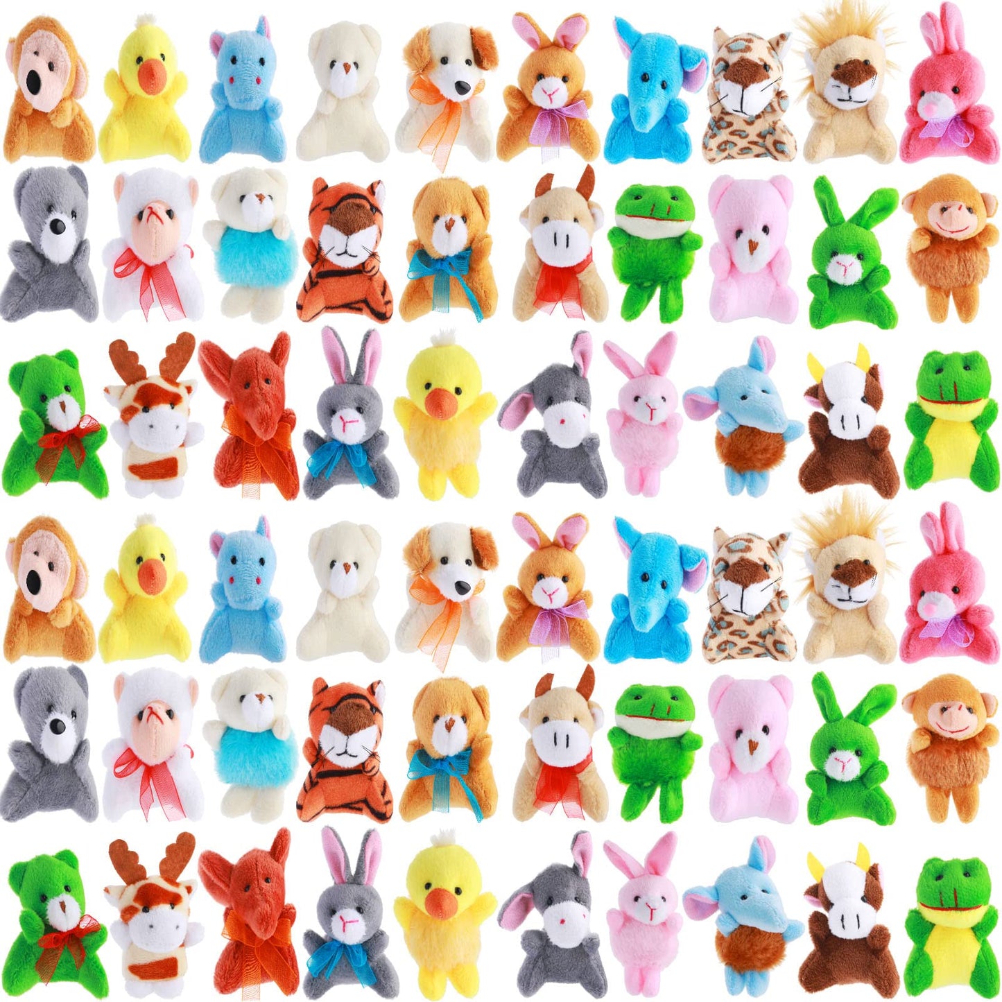 Skylety 60 Pack Animals Mini Plush Party Favors, Cute Small Plush Stuffed Animal Keychain Toy in Bulk for Carnival Prizes, Easter Basket Stuffers
