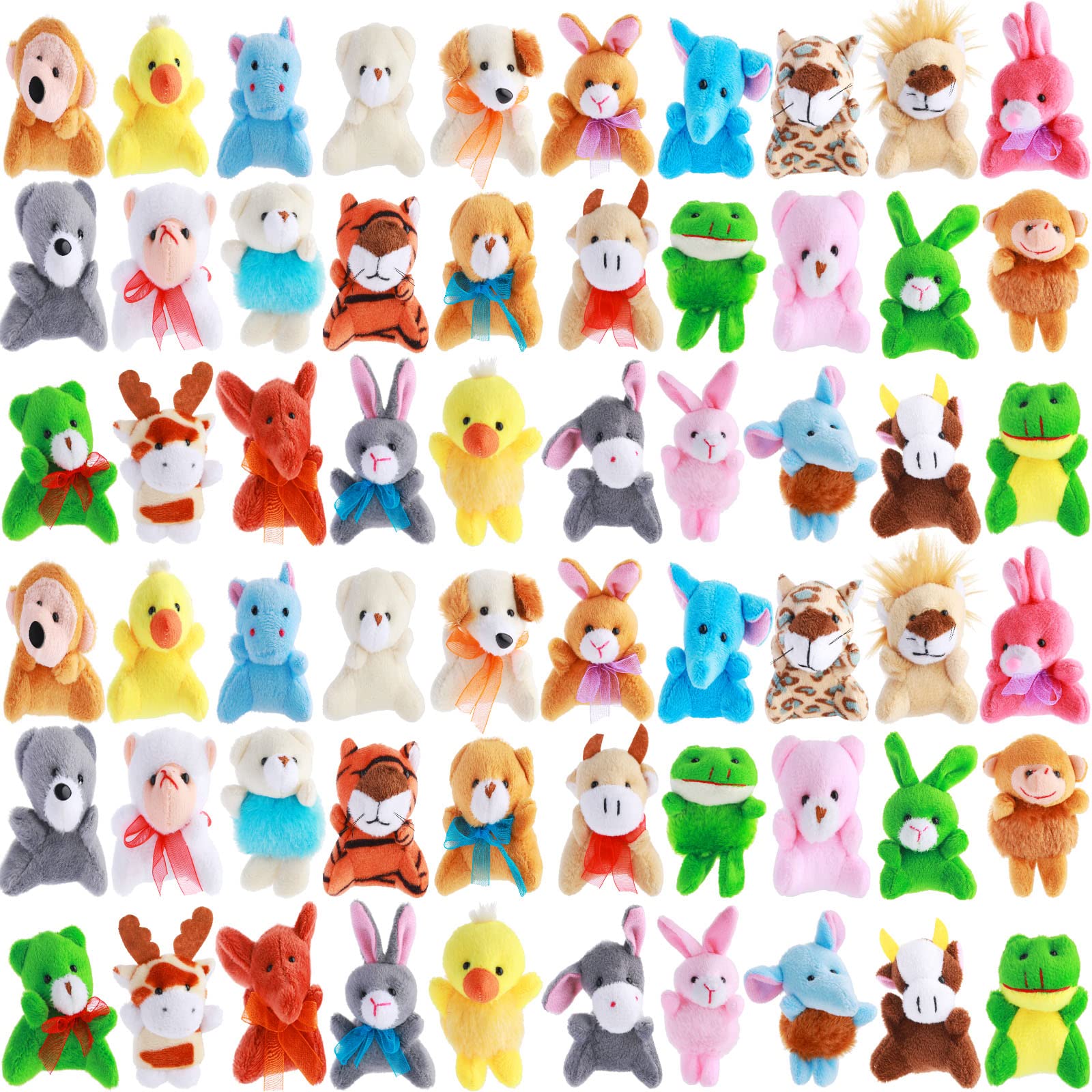 Skylety 60 Pack Animals Mini Plush Party Favors, Cute Small Plush Stuffed Animal Keychain Toy in Bulk for Carnival Prizes, Easter Basket Stuffers