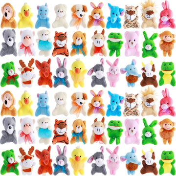 Skylety 60 Pack Animals Mini Plush Party Favors, Cute Small Plush Stuffed Animal Keychain Toy in Bulk for Carnival Prizes, Easter Basket Stuffers