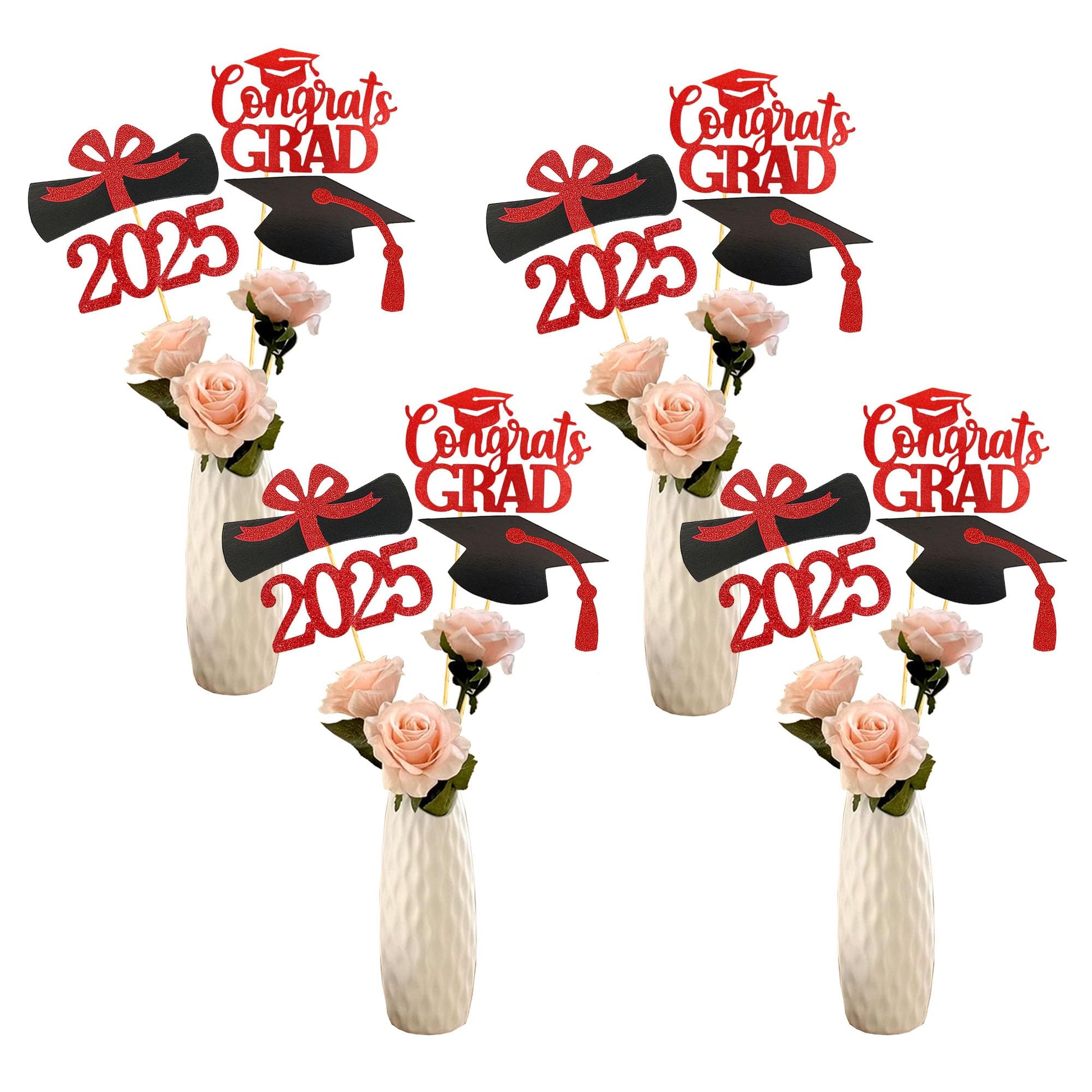 YuBoBo Graduation Decorations Class Of 2025 Table Vase Toppers Deco. 16 PCS Party Deco Supplies Photo Props Kits Big Sticker Party Centerpieces Favor