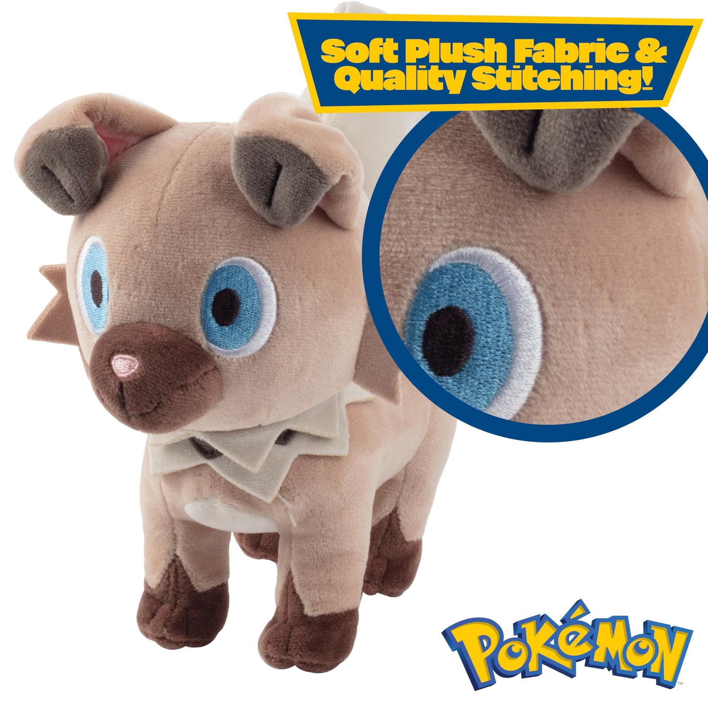 Pokémon 8" Rockruff Plush - Officially Licensed - Generation 7 Sun and Moon Figure - Authentic Soft Stuffed Animal Dog Toy - Gift for Kids, Boys