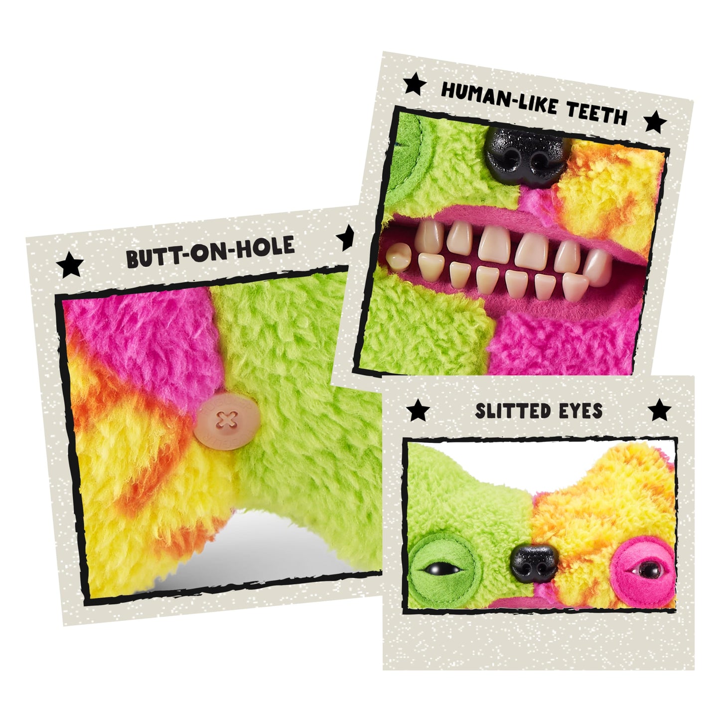 Fuggler Misfit Monsters Series 1 9" by ZURU Funny Ugly Monster Plush Toy (Munch Tooth - Green & MultiBoth Teddy Fleece)