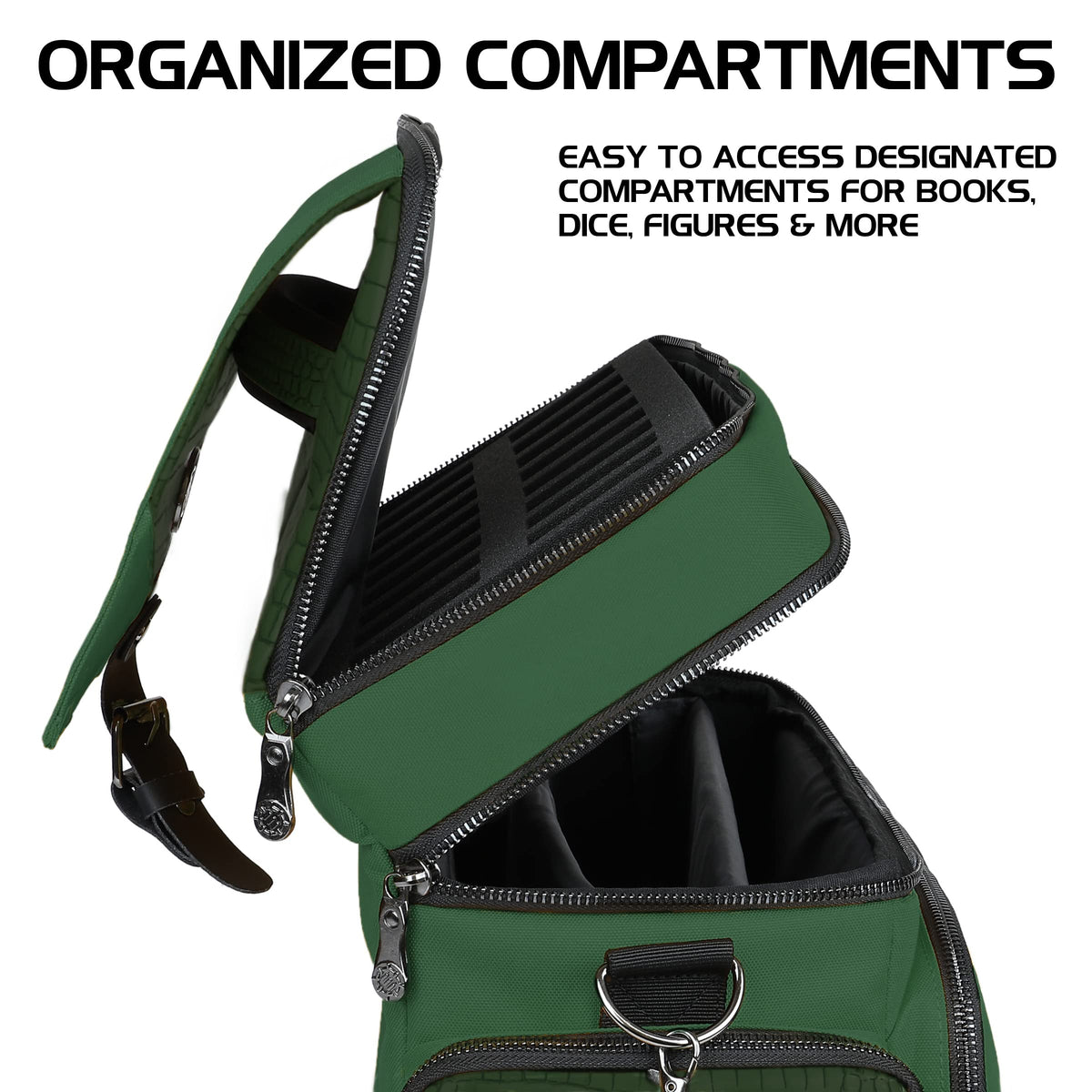 ENHANCE Collector's Edition RPG Adventurer's DnD Bag - Dragon Hide Exterior Travel RPG Bag with Tabletop Miniatures Storage Vault, Mat Holder, DnD
