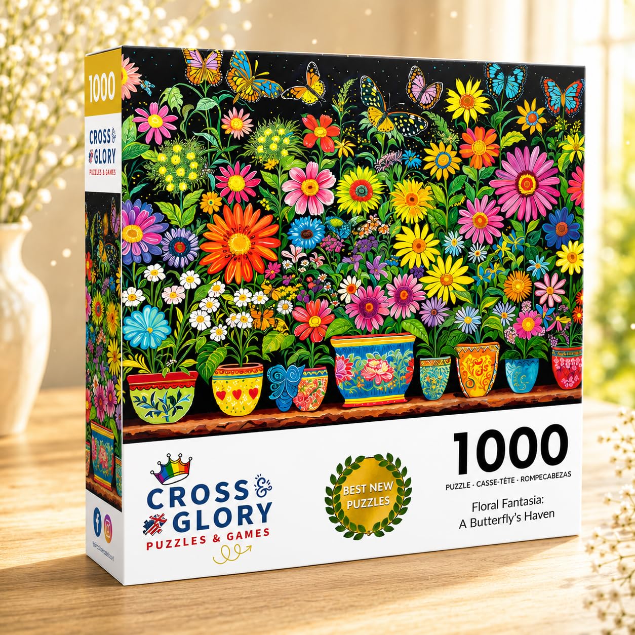 Cross & Glory | 1000 Piece Jigsaw Puzzles for Adults | Floral Fantasia