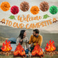 Camping Party Decorations, Welcome to Our Campsite Banner 3D Campfire Centerpiece Pom Poms Balloons, Camping Decorations for Classroom, Camping Themed