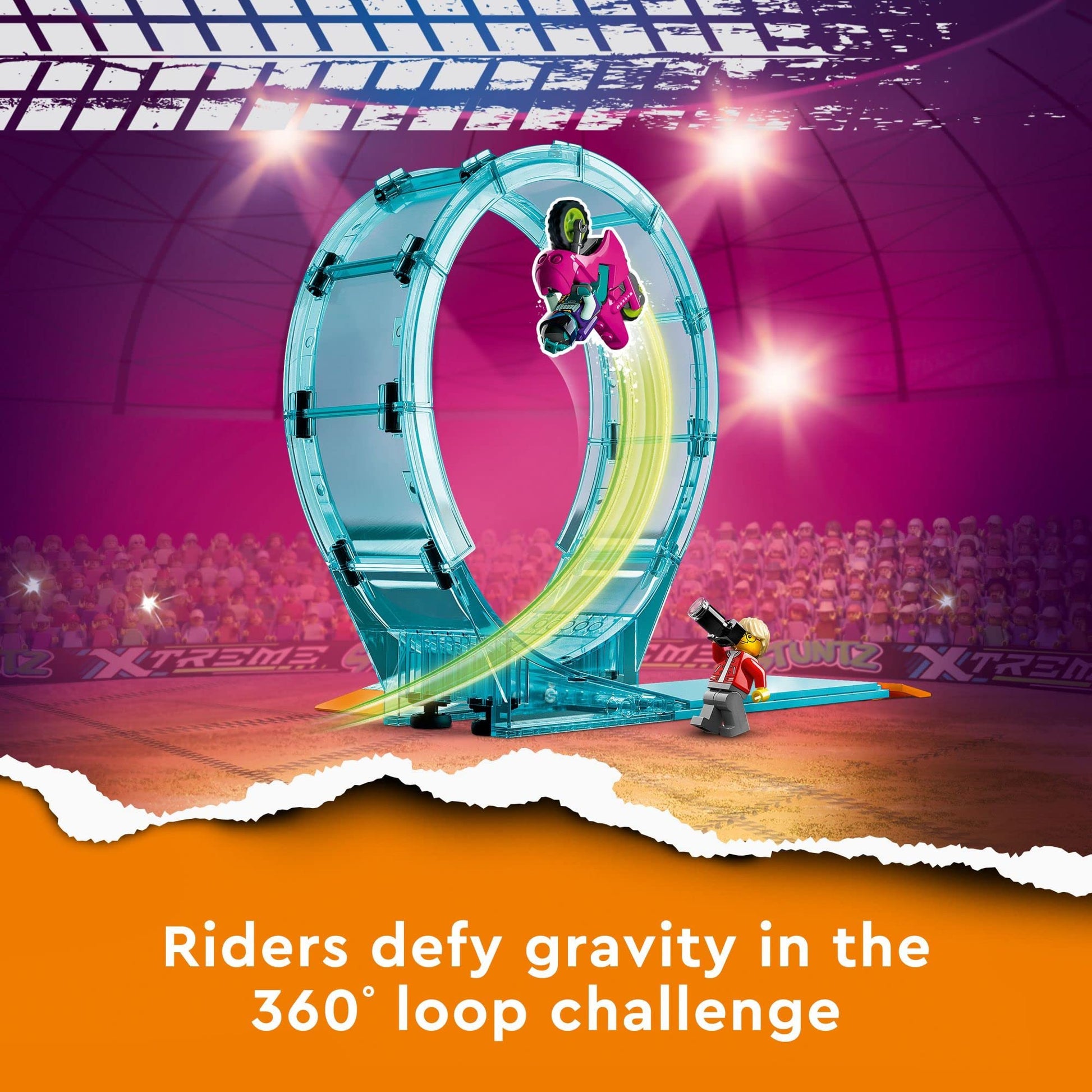 LEGO City Stuntz Ultimate Stunt Riders Challenge 60361, 3in1 Stunts for 1 or 2 Player Action, with 2 Flywheel-Powered Toy Motorcycles for Kids, 2023