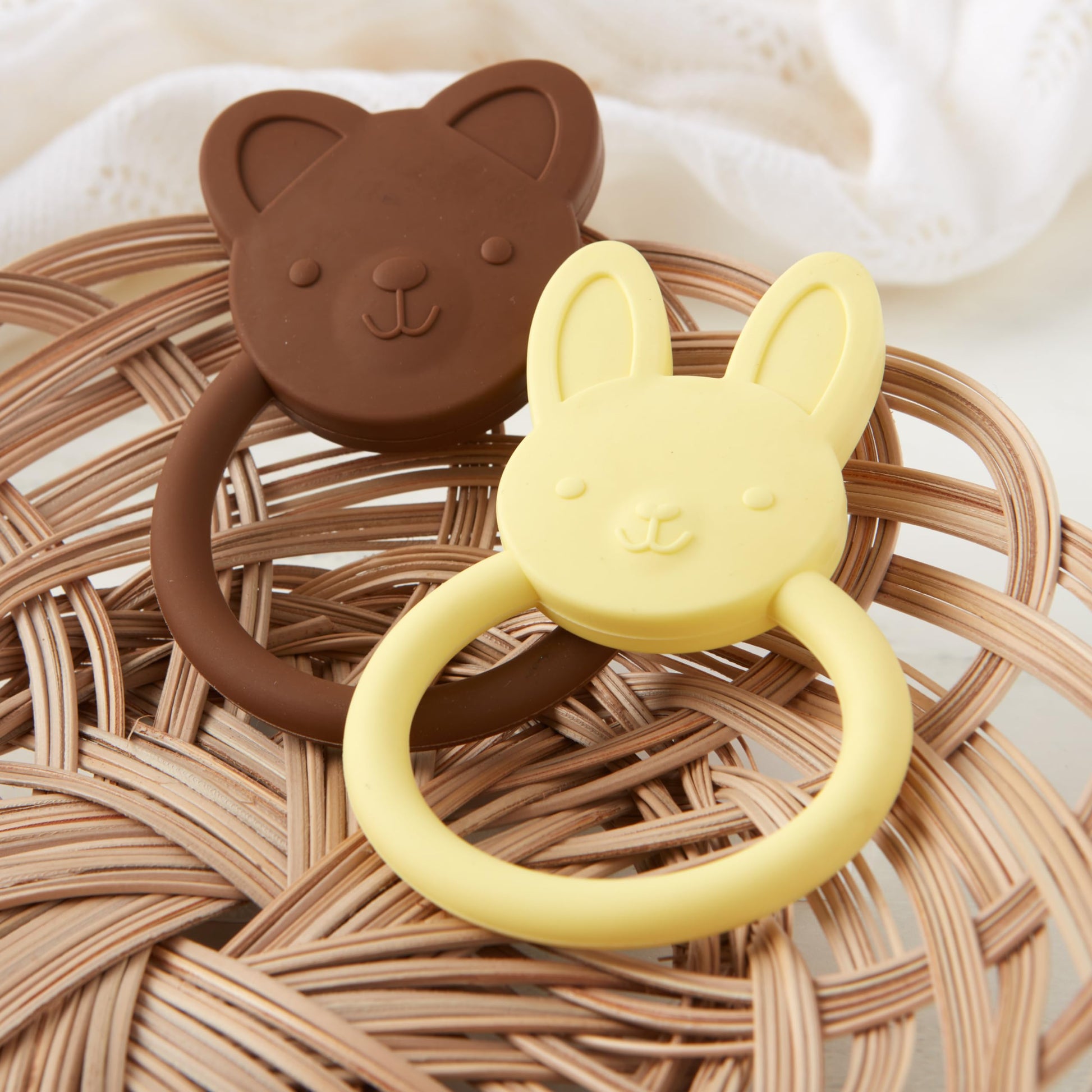C.R. Gibson 100% Food Grade Silicone Bunny Baby Teether for Infants, 2.75" x 4.25", Multicolor