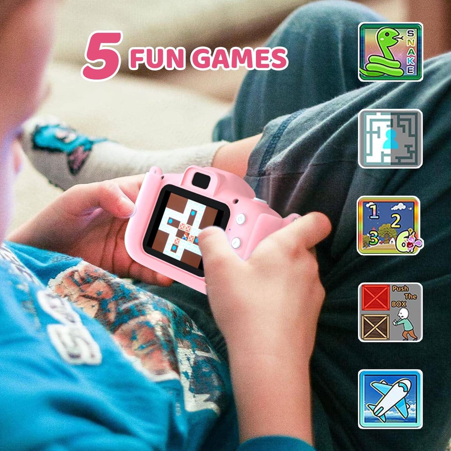 ASTGMI Kids Camera, 2.0 Inch Child Digital Camera, Mini Digital Camera for 3-10 Year Old Boys Girls, 1080P HD Video, 32G SD Card, USB Line