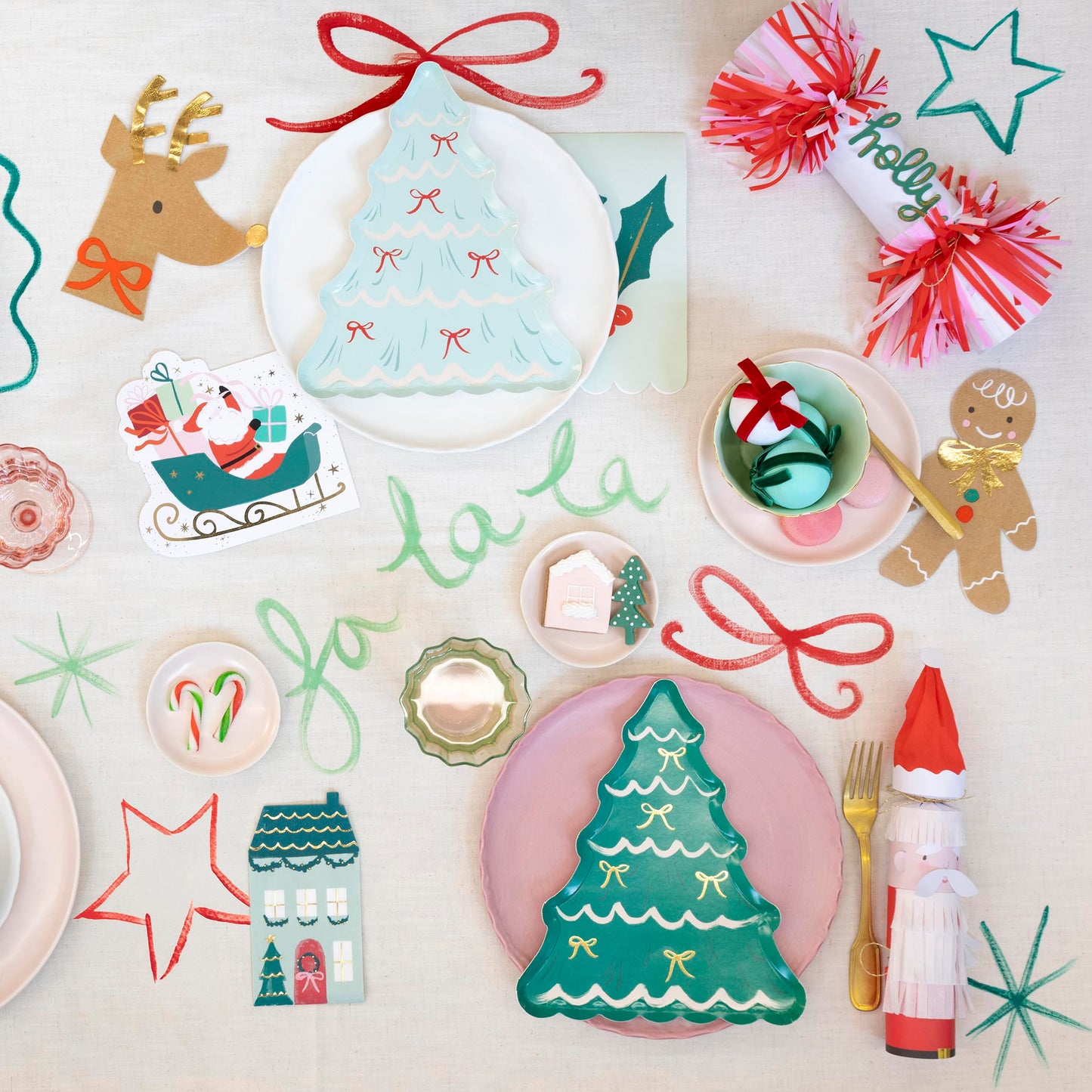 Meri Meri Christmas Paper Plates (Pack of 8), Disposable Plates for Party, Festive Shaped Christmas Party Dishes