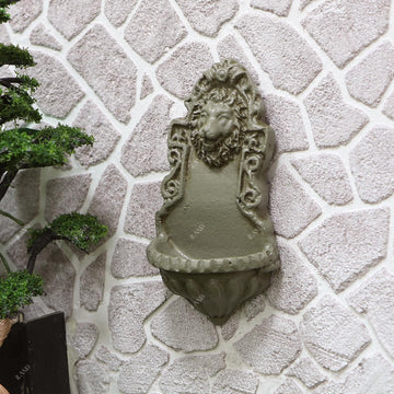 iLAND 1/12 Scale Garden Accessories Outdoor Miniature Birdbath Fountain & 2 Lion Wall Reliefs Mini Ornaments for Garden Dollhouse Décor Dollhouse