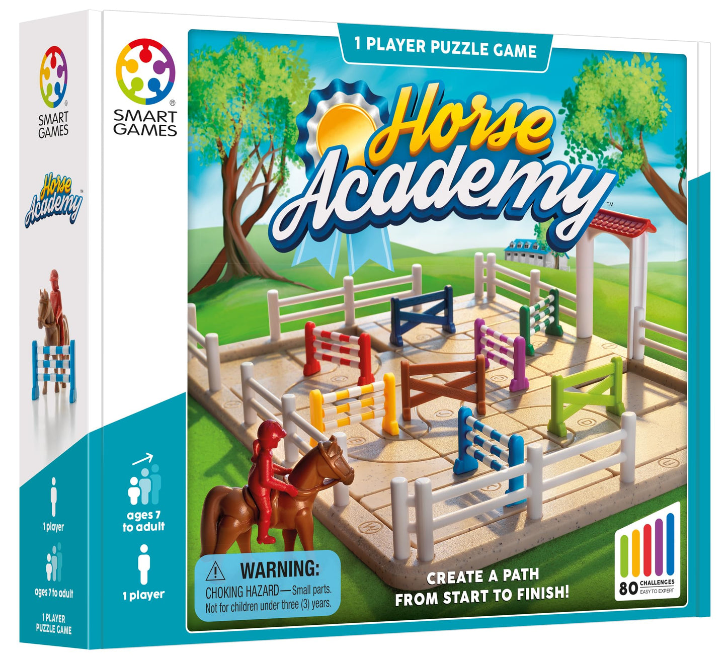 SmartGames Horse Academy - Logic Puzzle Game with 80 Challenges and Colorful Obstacles for Ages 7+