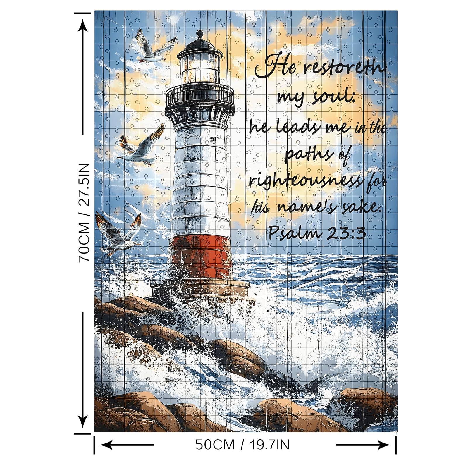 Puzzles for Adults 1000 Pieces, Lighthouse Jigsaw Puzzles - Lighthouse Beacon, Impossible Christian Bible Puzzle for Seniors Families,27.56x19.69