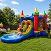 Pogo Bounce House Inflatable Jump Castle Dual Lane Water Slide, Rainbow