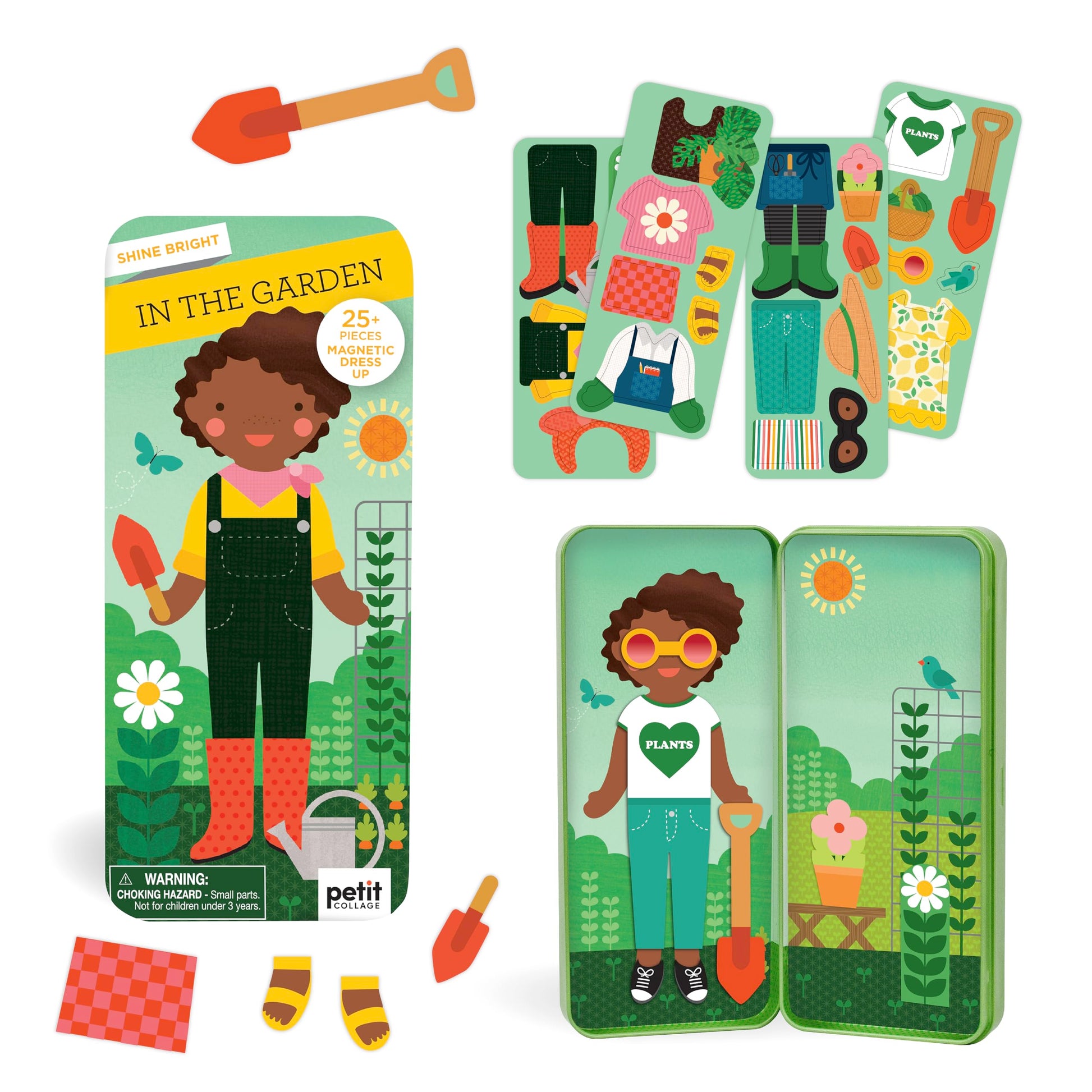 Petit Collage: Shine Bright - in The Garden Magnetic Dress-Up Toy Magnetic Game Board with Mix and Match Magnetic Pieces, Ideal for Ages 3+ - Includes