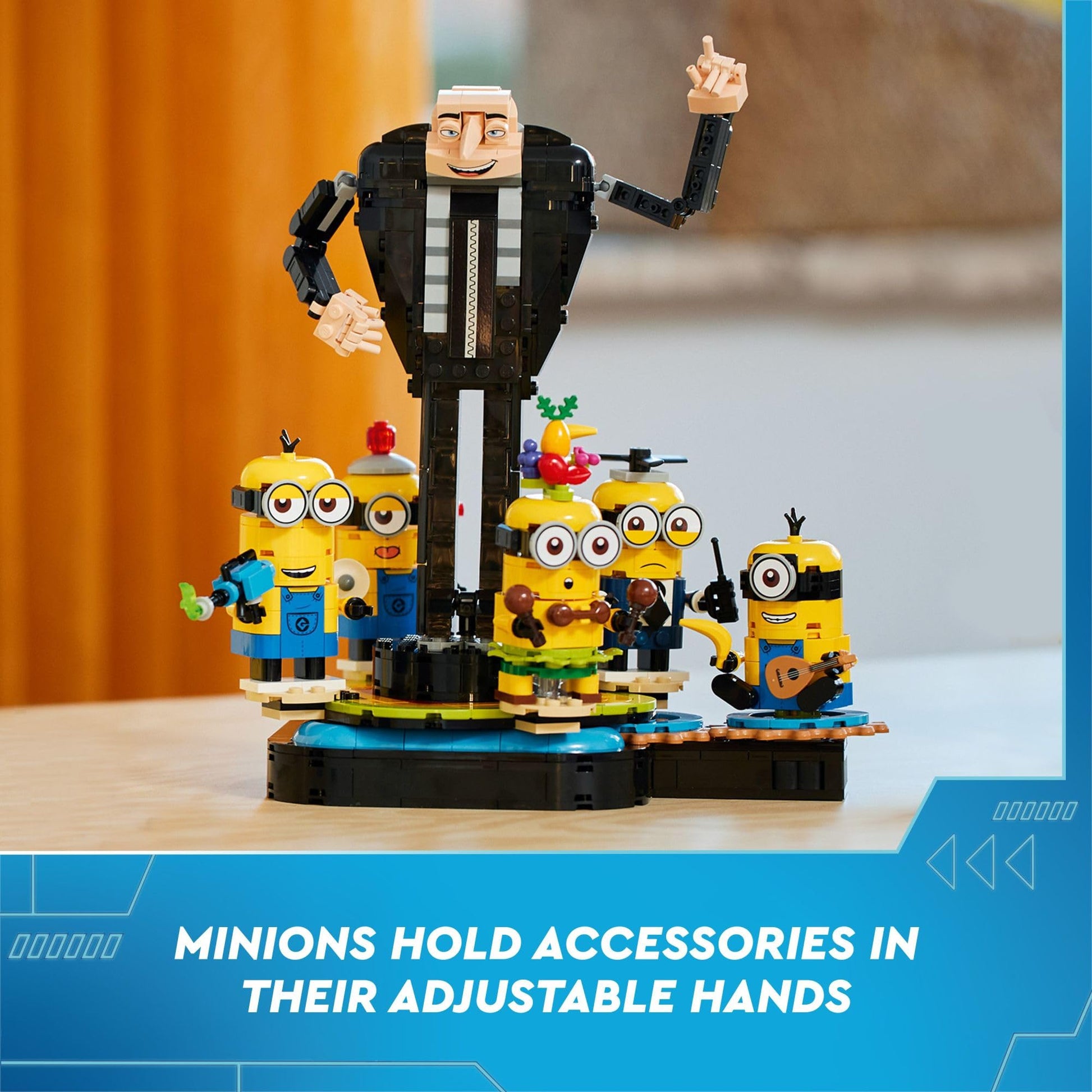 LEGO Despicable Me 4 Brick-Built Gru and Minions Figure, Buildable Minions Toy for Kids, Dancing Despicable Me Toy Figures Playset, Play-and-Display