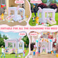 Inflatable Bounce House for Kids All-in-ONE w/Macaron Balloons, Catch Ball Set, Punching Bag, Beachball, Basketball, 106 x 85 x 80 Jump Castle