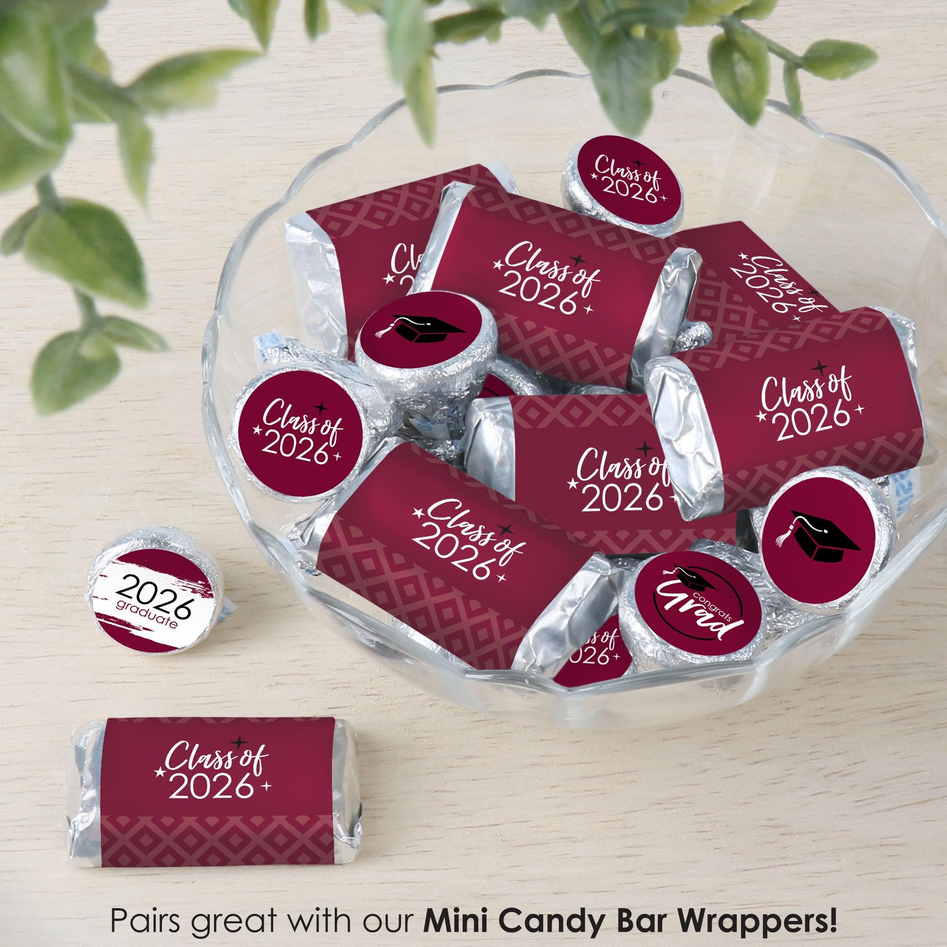 Big Dot of Happiness Maroon Grad - Best is Yet to Come - 2026 Burgundy Graduation Party Small Round Candy Stickers - Party Favor Labels - 324 Count