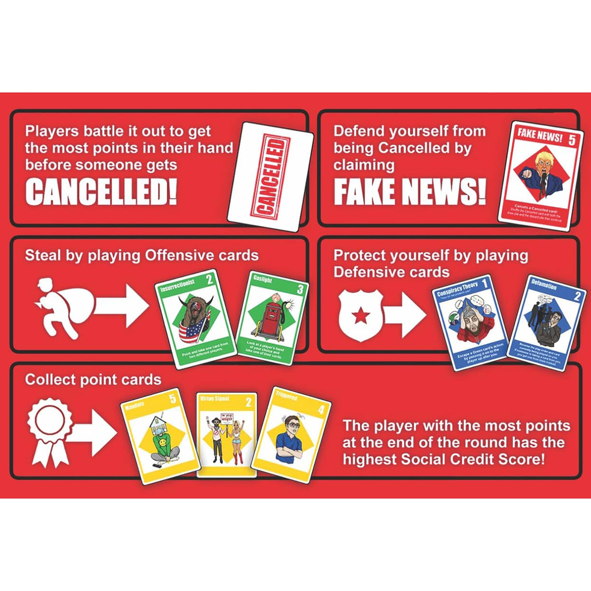 Continuum Games: Cancelled Club - Hilarious Social Party Card Game Where Friends Get Cancelled, Conspiracy-Defamation-Fake News, Ages 14+, 2-5 Players