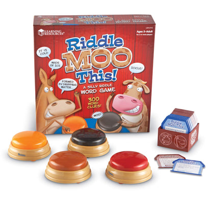 Learning Resources Riddle Moo This - Funny Card Games for Kids and Adults, Classroom Learning Games for Kids 5-7, Guess the Clue Game, Family Night