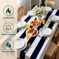 Fabric Textile Products | Navy and White Striped Tablecloth | Cabana Rectangular Tablecloth | 60" x 104" | Machine Washable and Stain-Resistant