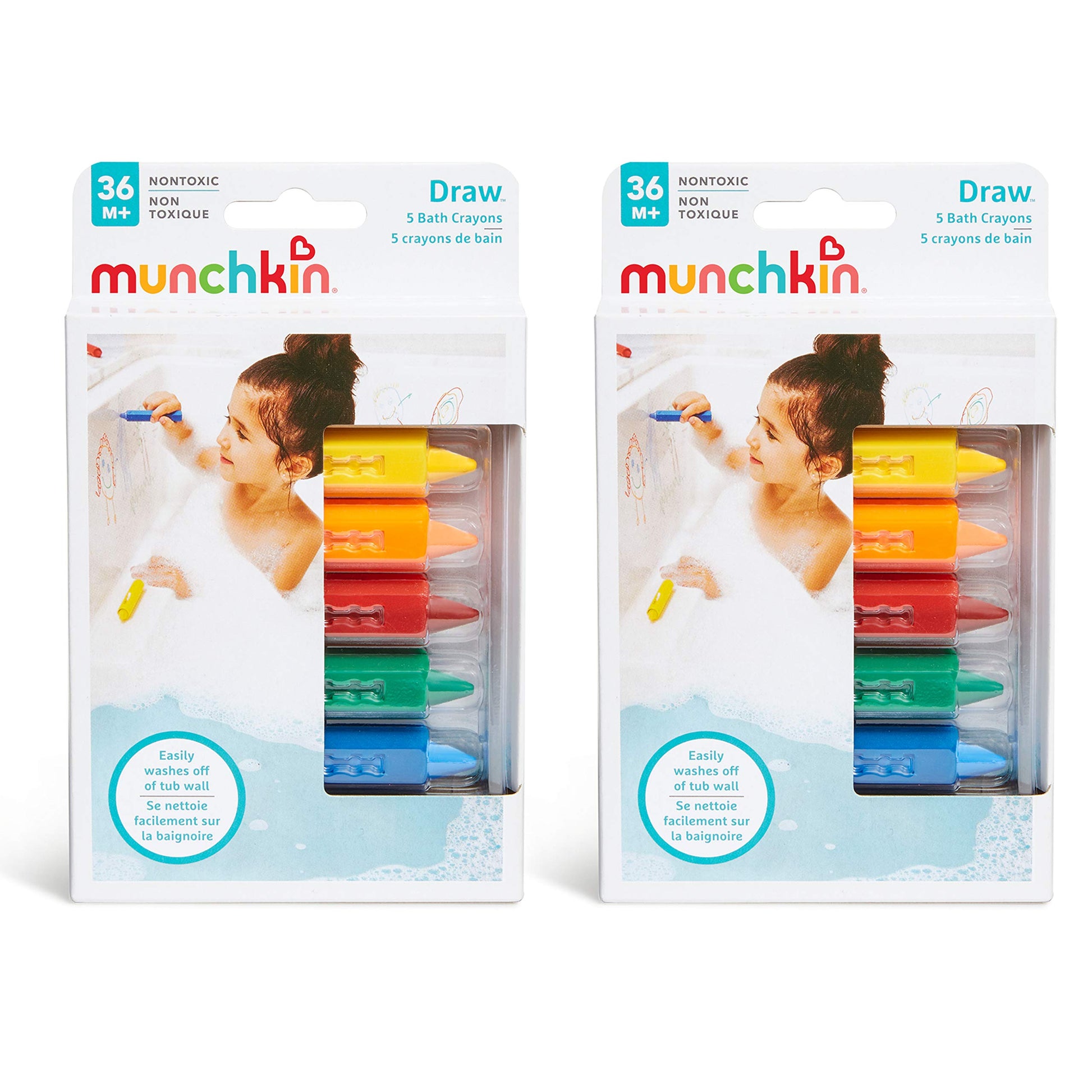 Munchkin Draw Bath Crayons Toddler Bath Toys, Non-Toxic and Washable, Fun Gift for Kids 36 Months and Up, 10 Count