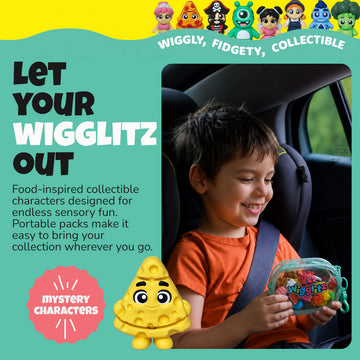 Wigglitz Foodz 25 Pack with Storage Pouch - 25 Collectible Wiggly Fidget Toys - Award-Winning, Plant-Based, Made in USA - Foodz Series Characters for