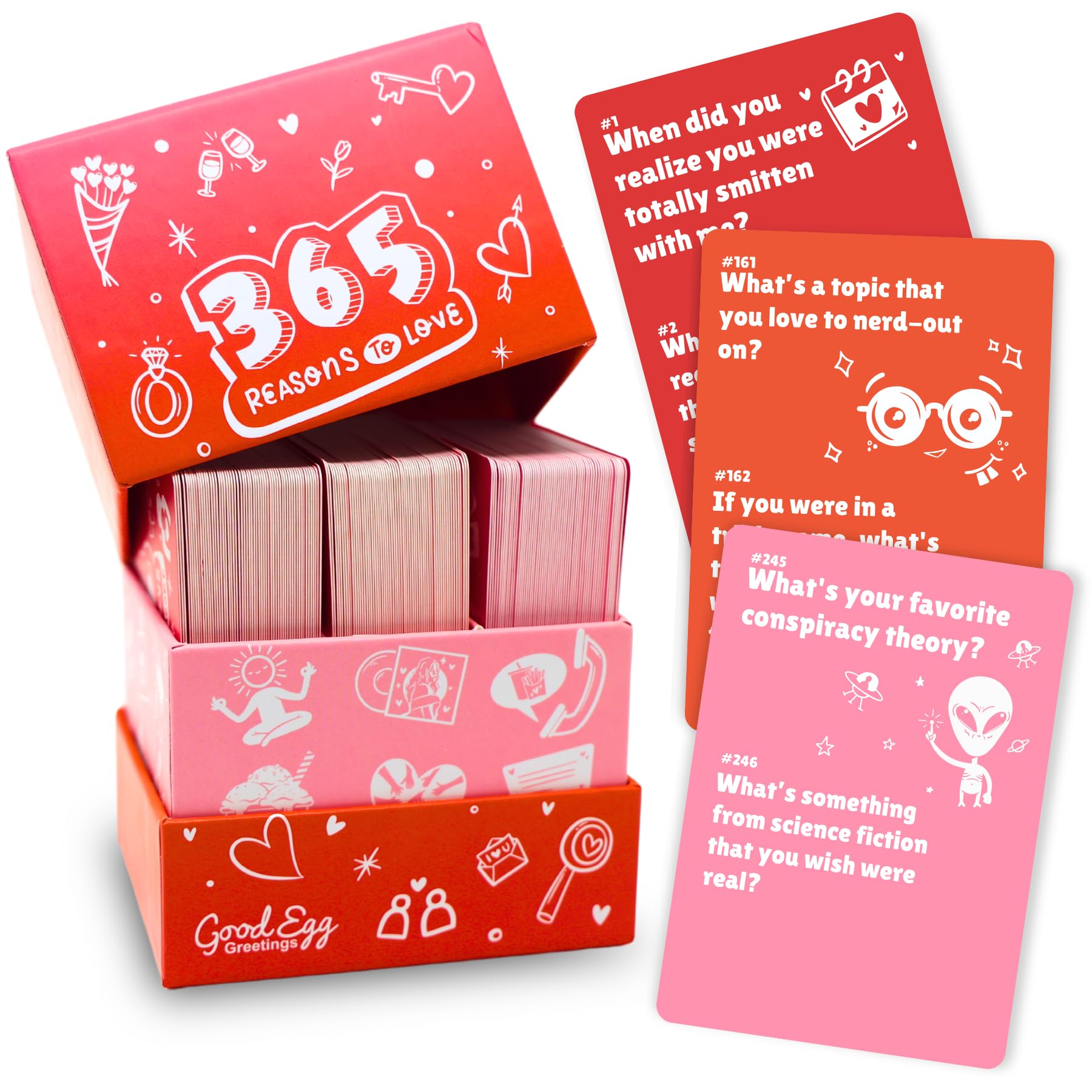 Good Egg Greetings Conversation Cards for Couples - Couples Games - 365 Romantic Icebreaker Questions for Strengthening Your Relationship - Date Night