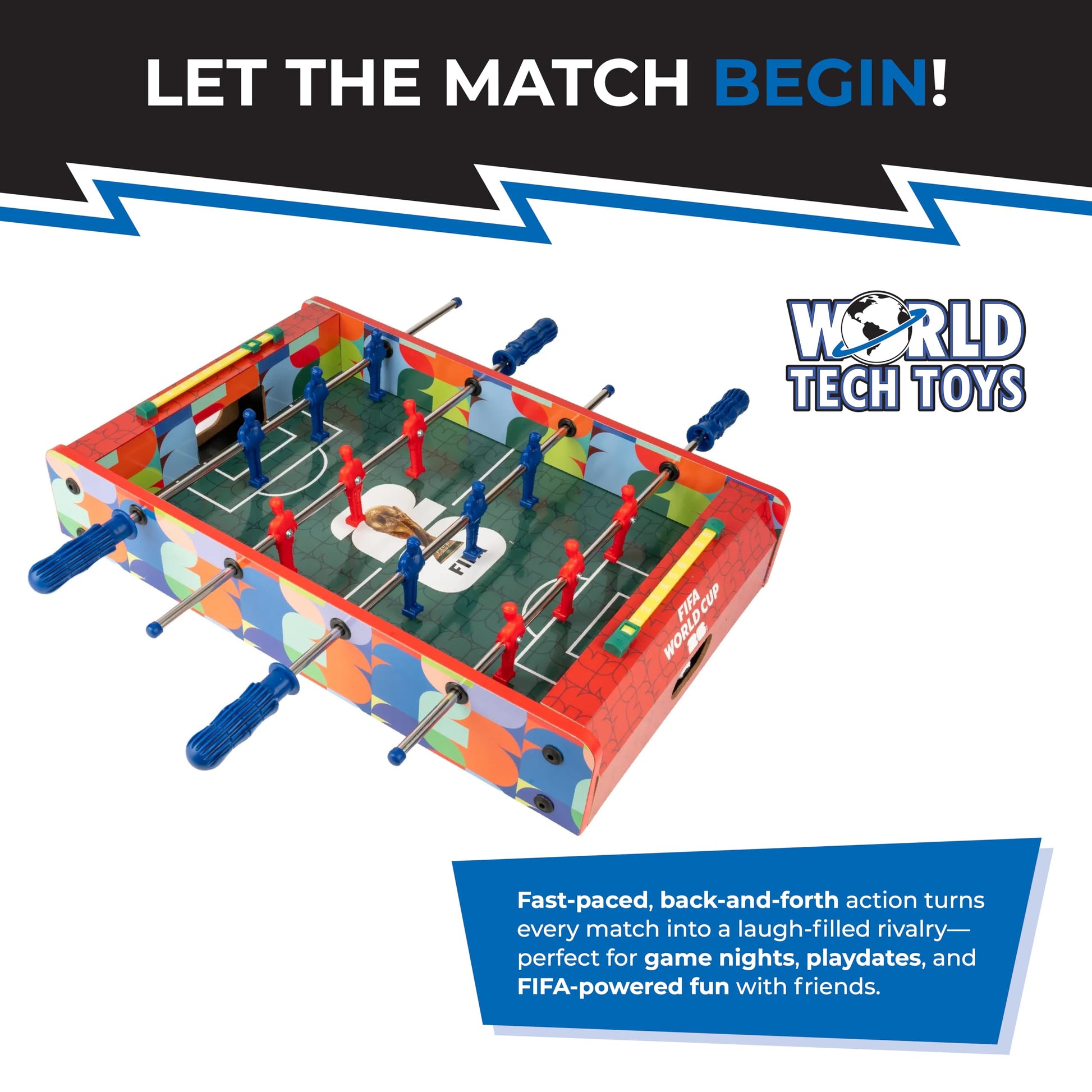 FIFA Foosball Table for Kids - Tabletop Soccer Game with Rod Handles, Ball & Players - Wooden Mini Game Table - FIFA Licensed - Kids 4+