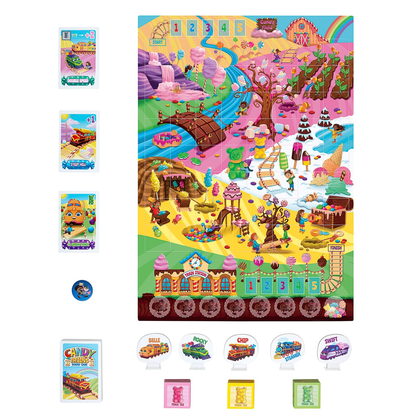 Candy Trains Board Game for Kids Ages 4+ - Build Sweet Train Tracks Together in a Fun Cooperative Game - Easy to Learn - Perfect for Family Game Night