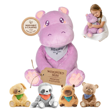 Lilly's Love Weighted Stuffed Animals for Adults & Kids - 5lb Calming Hippo Plush for Anxiety, ADHD & Sensory | Machine Washable Weighted Stuffed