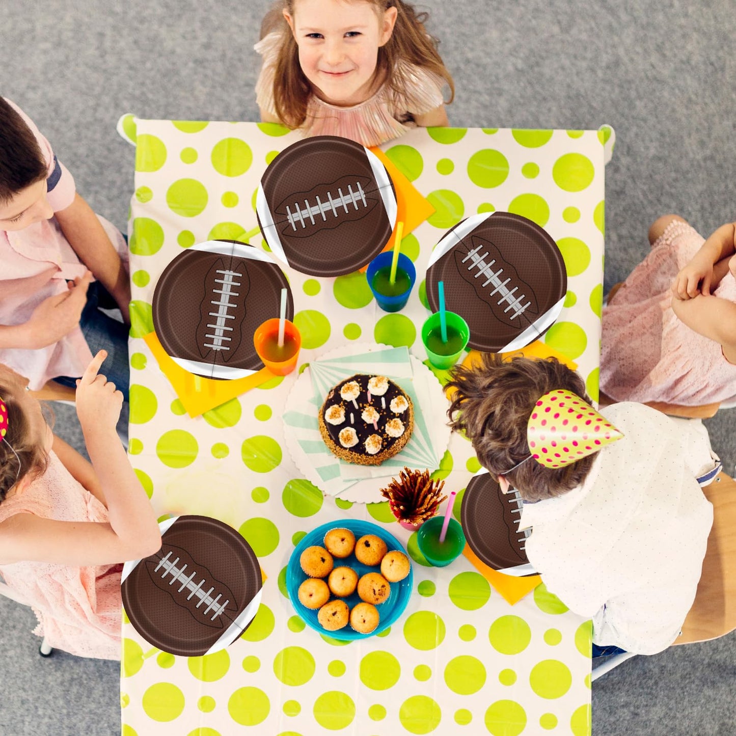 Football Party Supplies Kit,60Pcs 7Inch Football Paper Plates,Sport Themed Tableware Set Party Dessert Plates,for Football Gameday,Kids