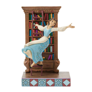 Enesco Disney Traditions by Jim Shore Beauty and the Beast Belle with Bookshelf Figurine, 7.63 Inch, Multicolor