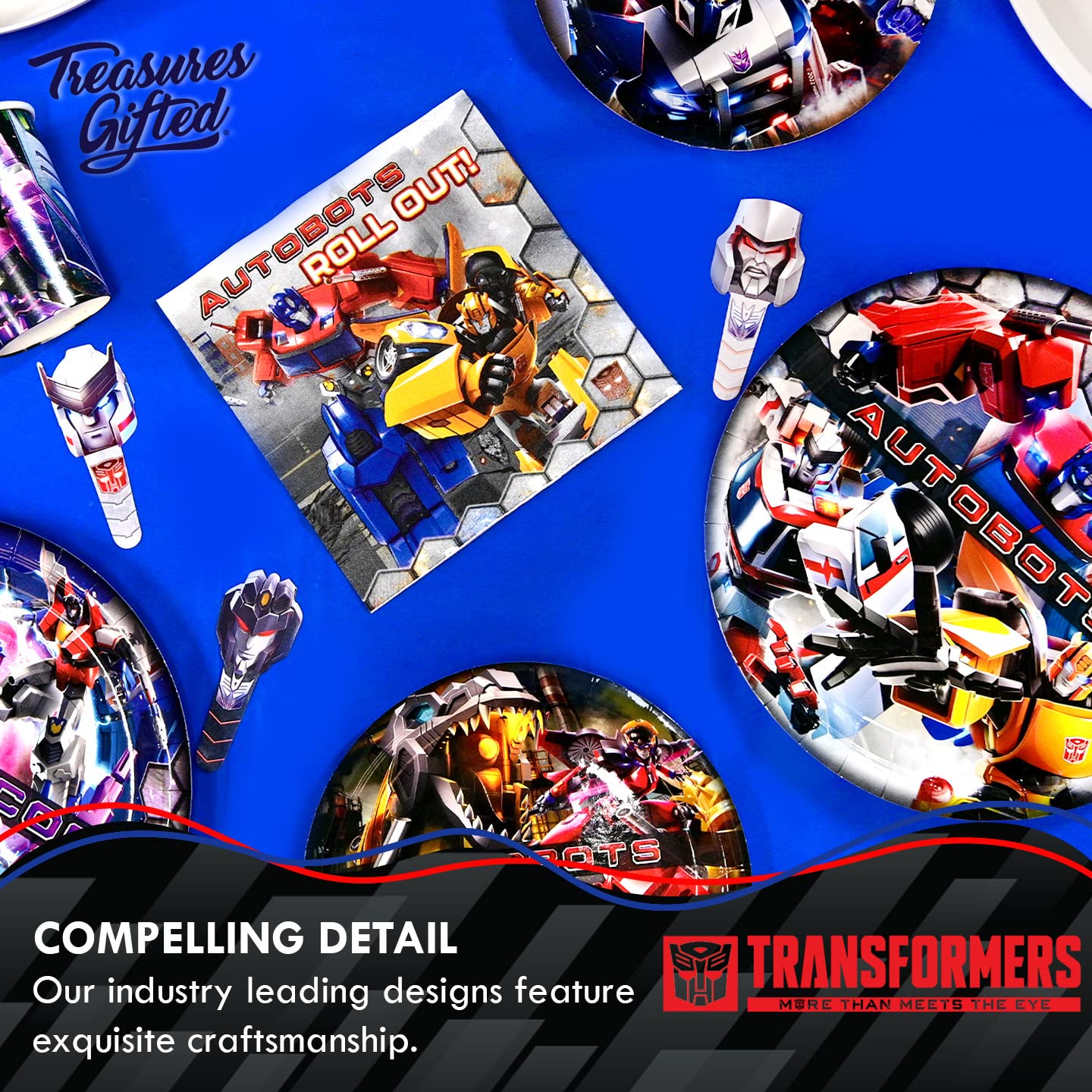 Treasures Gifted Transformers Backdrop 4.25ft Tall x 6ft Wide - Transformers Party Decorations - Transformers Birthday Banner - Transformers Party