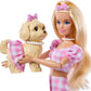 Barbie Twinning Looks Doll with Pet Dog in Matching Pink Gingham Clothes and Accessories for Both Like Sunglasses, Necklaces and Bows, Blonde