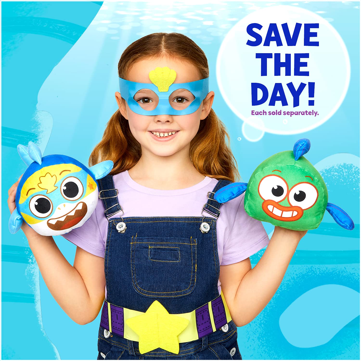 Baby Shark's Big Show! Reversible William Plush Flips Into Captain Kelp - Stuffed Animal Fish - Cute Plushies for Kids