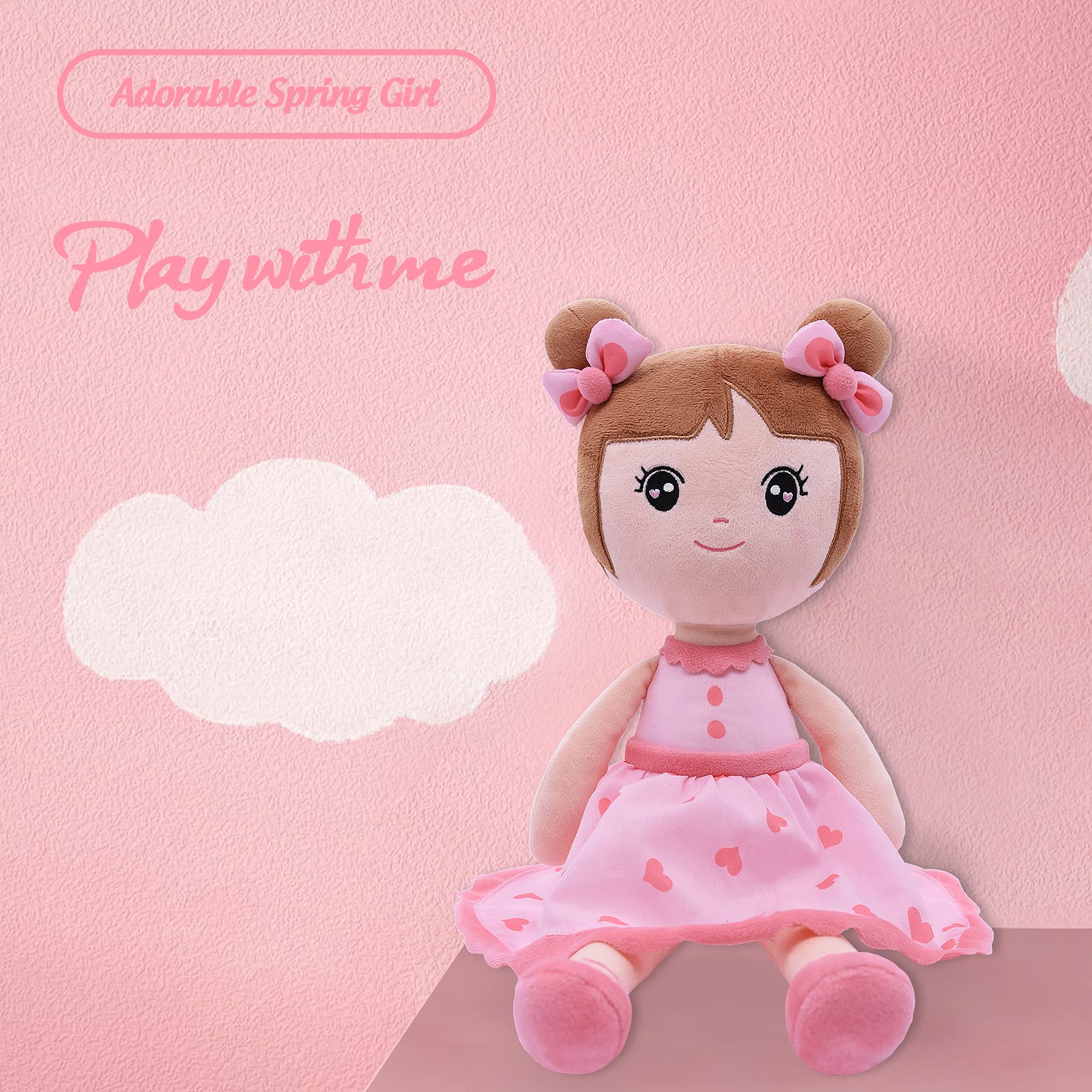 Conzy Stuffed Baby Doll Gifts for Girl 44CM Super Soft Buddy Cuddly Baby Girl Plush Toy Gifts wtih Gift Bag 17.3 Inches in Standing (Pink)