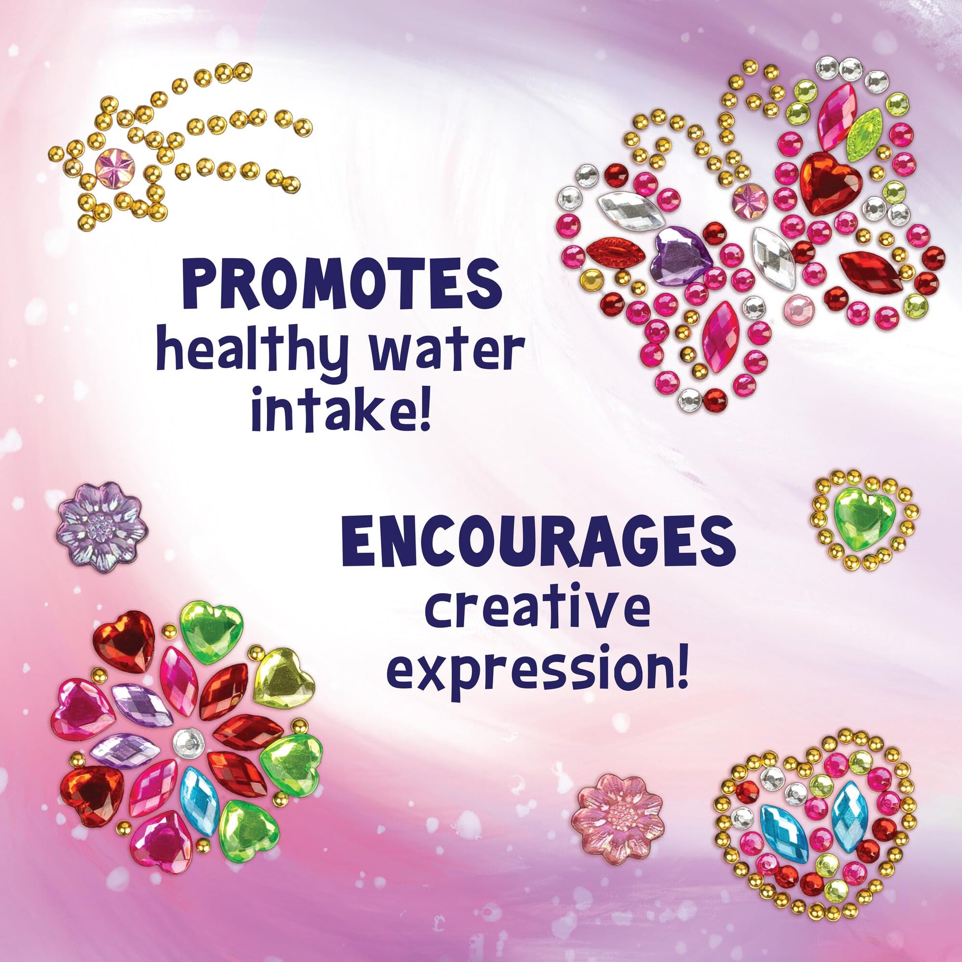 MindWare Cute & Custom Gem Water Bottle Decorating Kit, DIY Craft Activity with Stainless Steel Bottle and Gem Stickers, Creative Personalization Toy