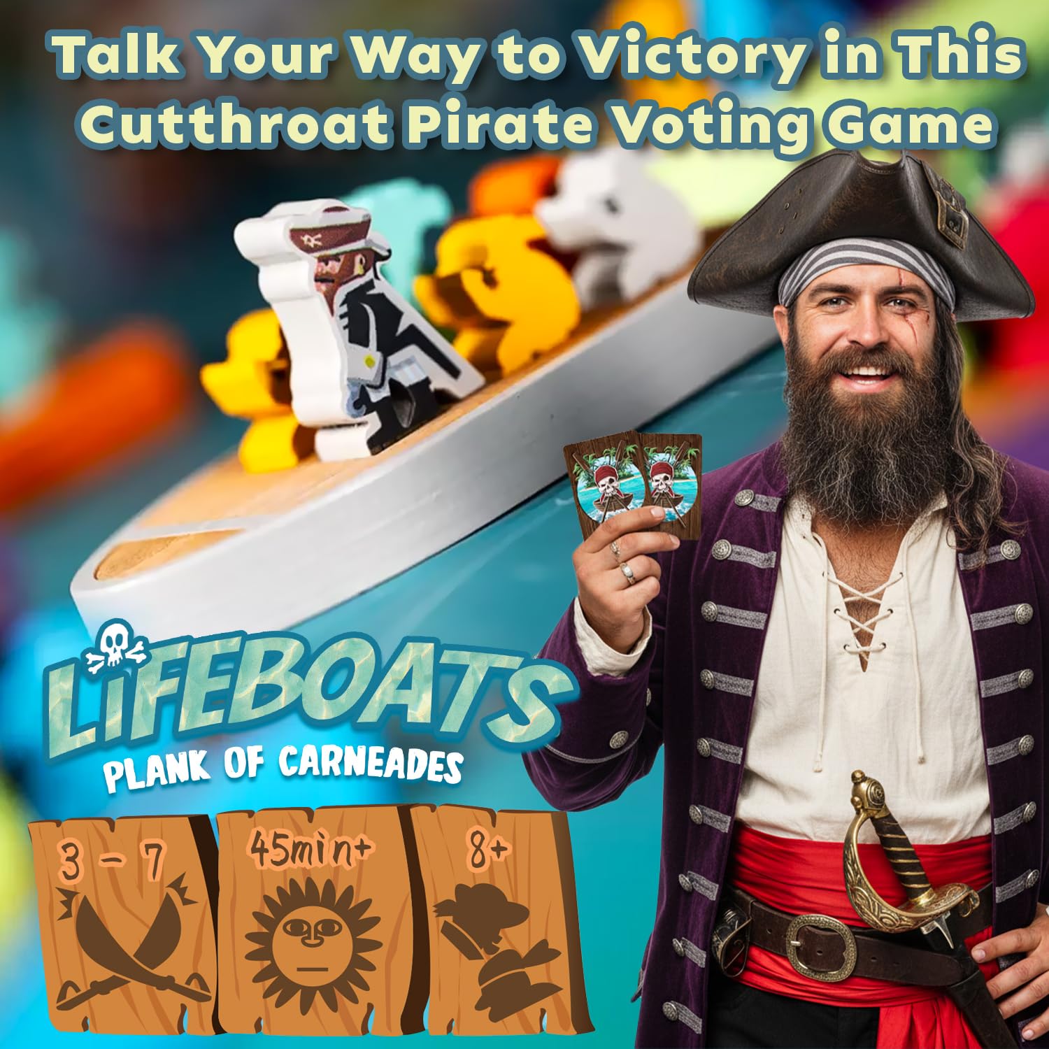 Lifeboats: Plank of Carneades Board Game by MayDay Games - Strategy Party Board Game for Adults and Family - Pirate-Themed Survival and Betrayal