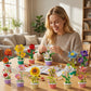 FNSJFYZS Flower Building Blocks, 12 PCS Assorted Mini Flower Pot Building Set, Artificial Flowers Botanical Collection for Home Decor, Birthday Gifts