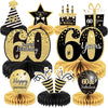 9 Pieces 60th Birthday Decoration 60 th Birthday Centerpieces for Tables Decorations Cheers to 60 Years Honeycomb Table Topper for Men and Women Sixty